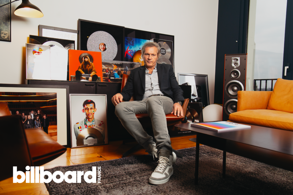 Olivier Nusse dans son bureau parisien lors d'un entretien pour Universal Music France.